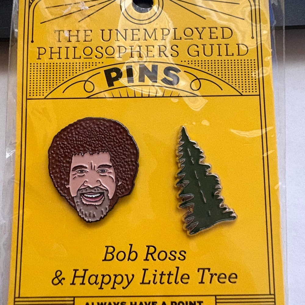 Bob Ross Enamel Pin Set - Brown & Green